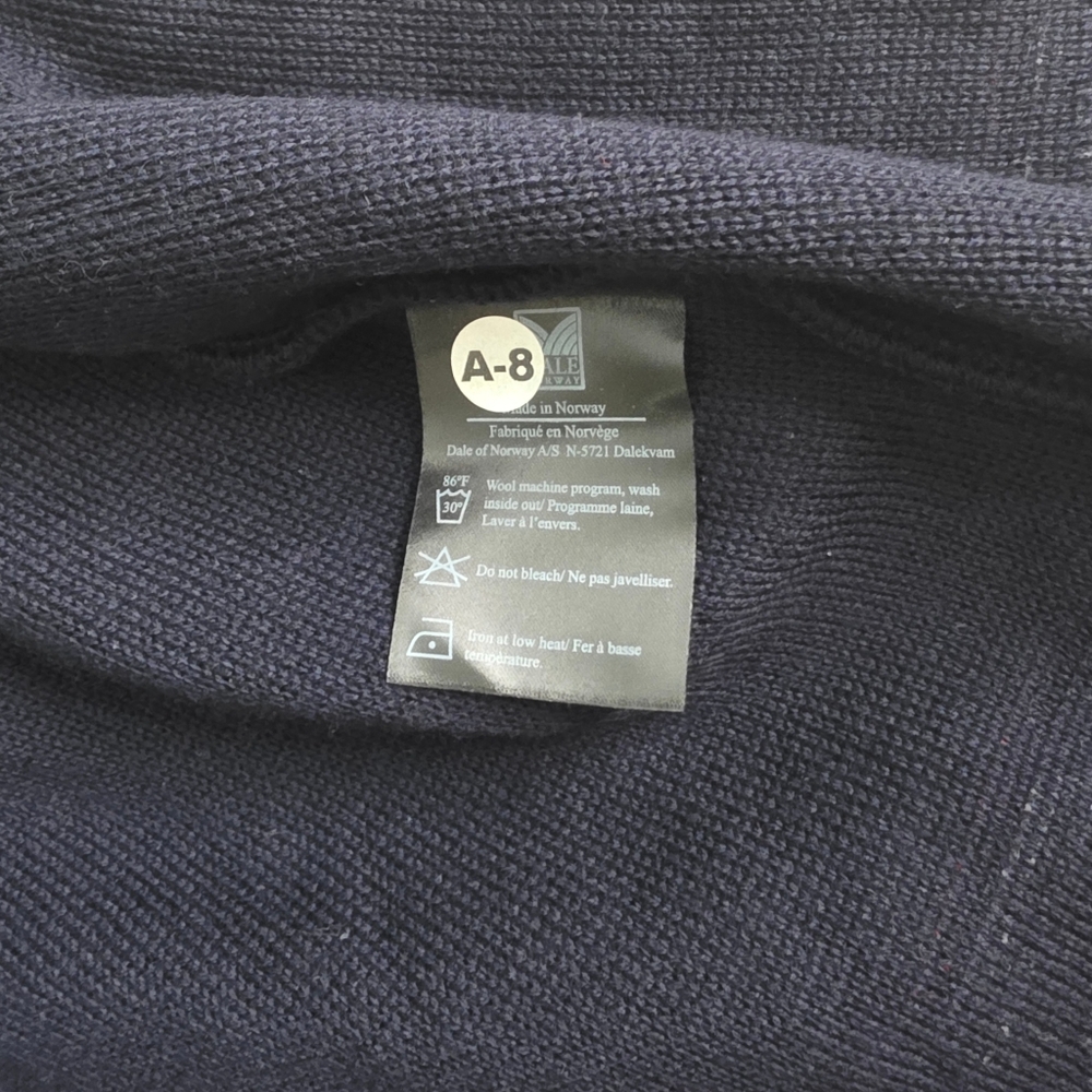 Dale Of Norway Vintage Navy and White High Quality Merino Wool Zip-Up Sweater S - Picture 8 of 12
